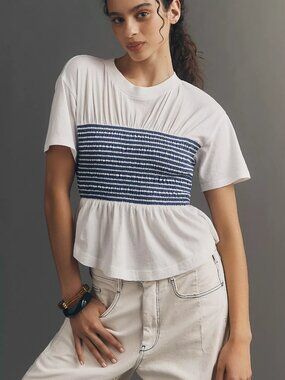 Maeve Cotton Smocked Tee